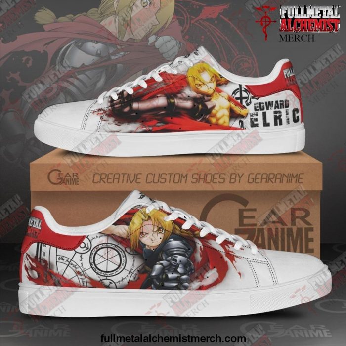 Edward Elric Skate Shoes Fullmetal Alchemist Custom Anime Shoes PN10 Men / US6 Official Anime Blanket Merch