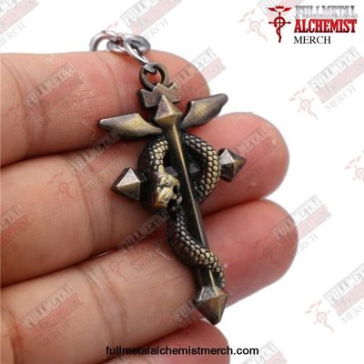 Fullmetal Edward Alchemist Logo Snake Keychain Bronze