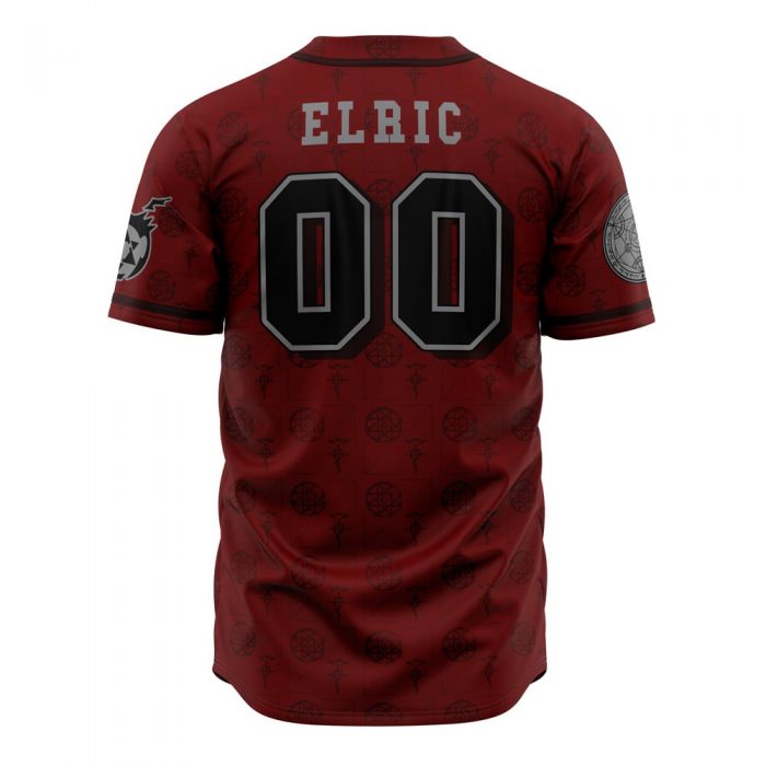 Alchemists Elric FA AOP Baseball Jersey BACK Mockup - Fullmetal Alchemist Merch