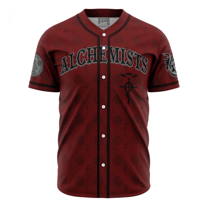 Alchemists Elric FA AOP AOP Baseball Jersey FRONT Mockup - Fullmetal Alchemist Merch