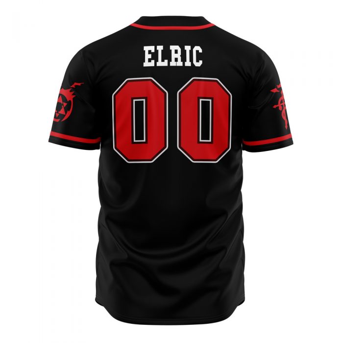 Elric FMA AOP Baseball Jersey AOP Baseball Jersey BACK Mockup - Fullmetal Alchemist Merch