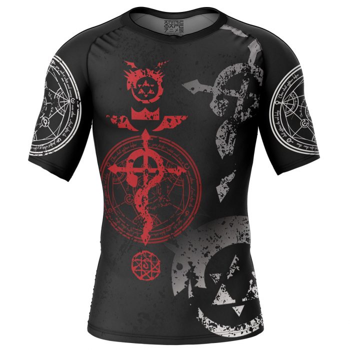 Full Metal Alchemist Short Sleeve Rash Guard front 1 - Fullmetal Alchemist Merch