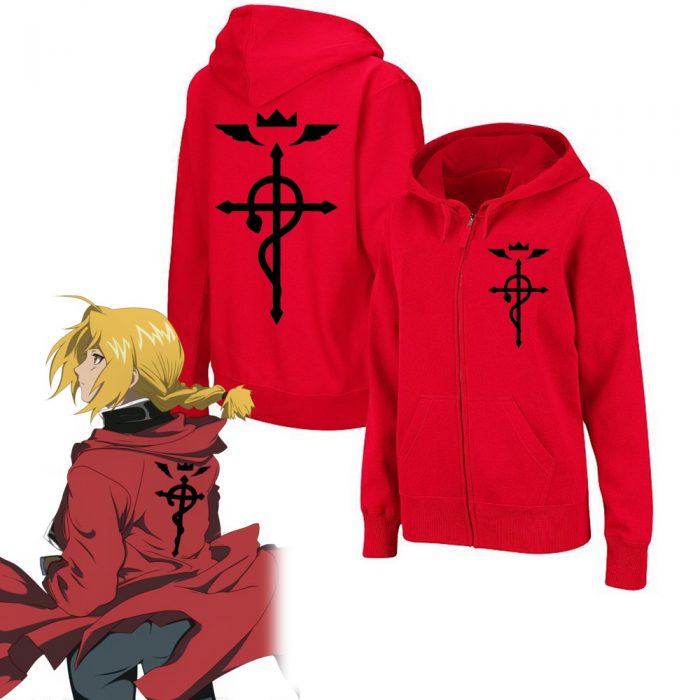 Japanese Anime Fullmetal Alchemist Edward Elric Cosplay Oversized Coat Zipper Hoodie Loog Sleeve Gift Men Women - Fullmetal Alchemist Merch