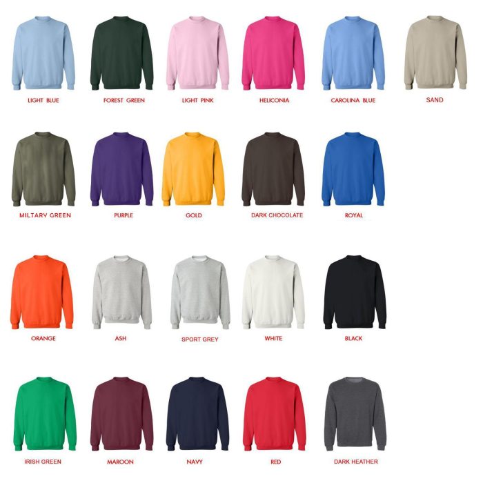 sweatshirt color chart - Fullmetal Alchemist Merch