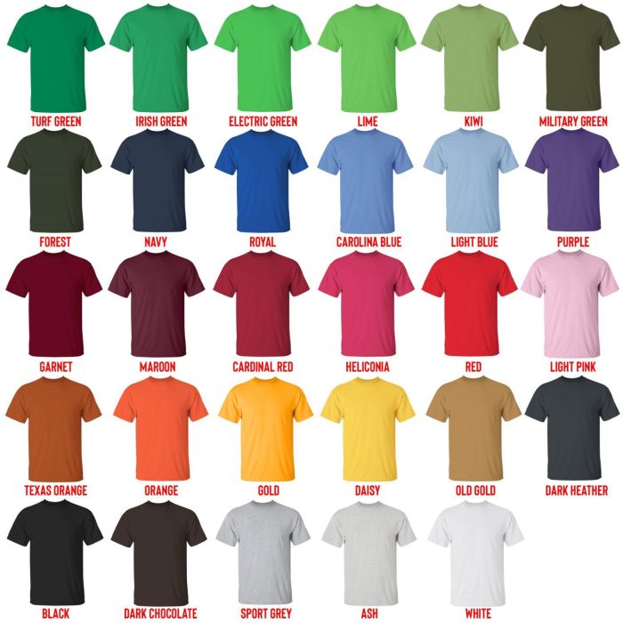 t shirt color chart - Fullmetal Alchemist Merch